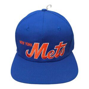 New York Mets Script Snapback Cap Vintage 90s MLB Twins Enterprise NOS Baseball